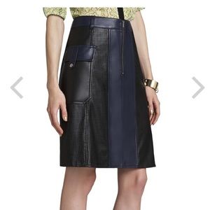 BCBGMAXAZRIA LEATHER SKIRT (blue and black)